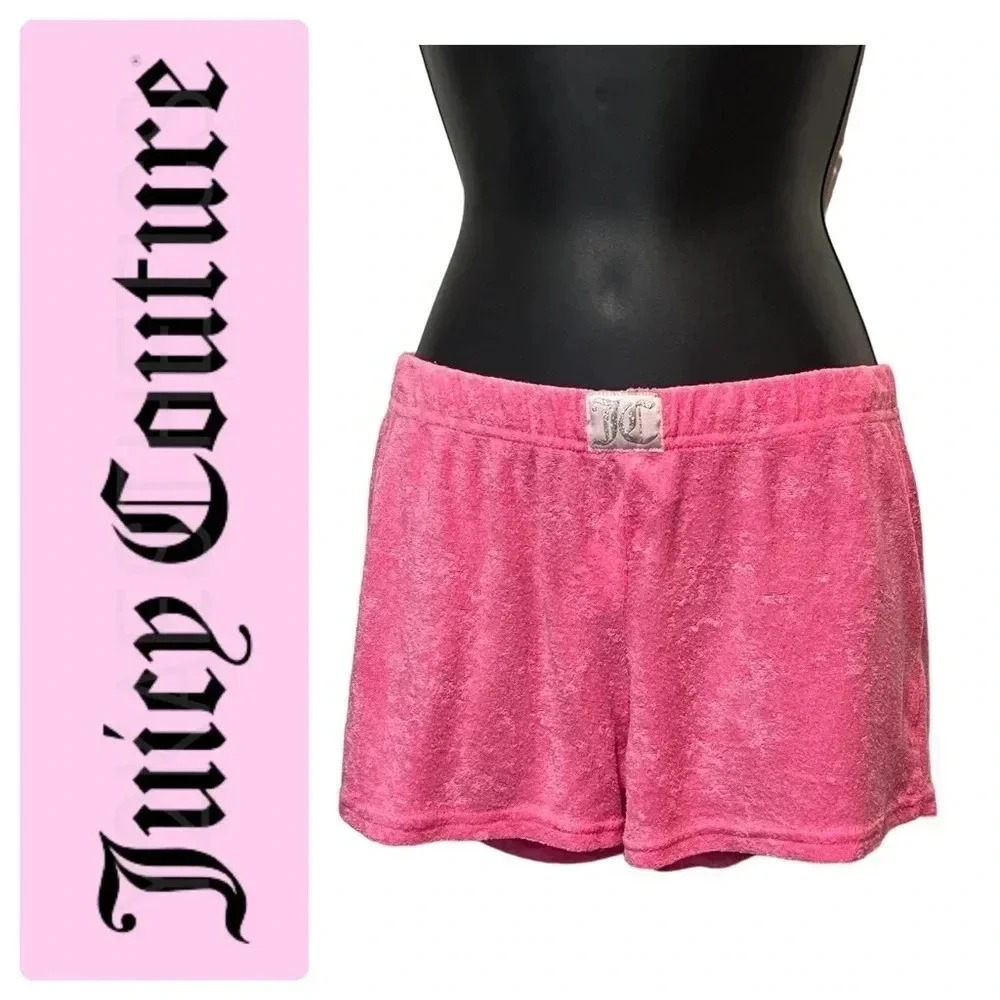 🍀2/$22 Juicy Couture Velour Pink Sleepwear Shorts Womens Sexy Pajamas Small - Picture 2 of 10